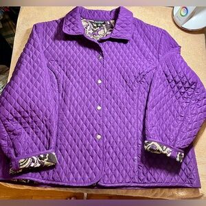 Quilted Purple Blazer Jacket 18W Floral pattern lining Office‎ Work to Weekend